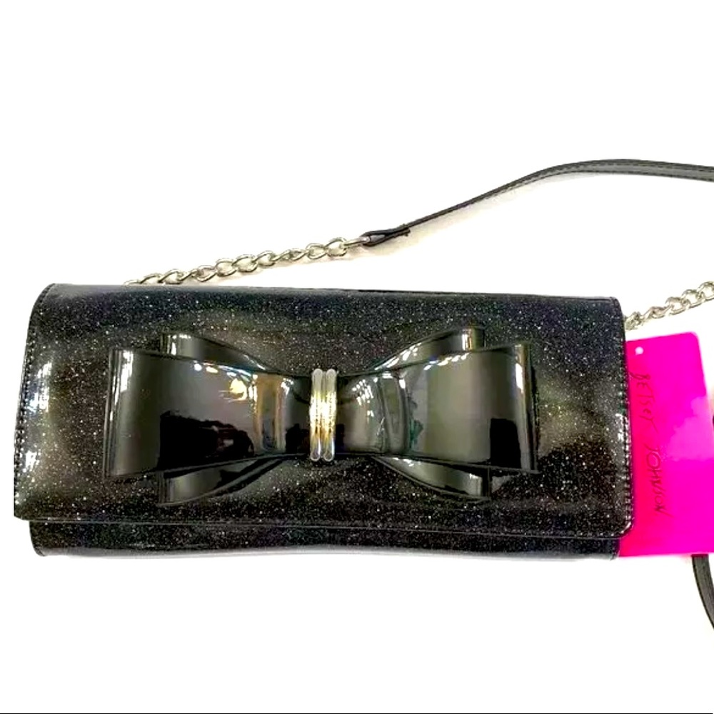 Betsey Johnson Black Sparkle Crossbody Purse